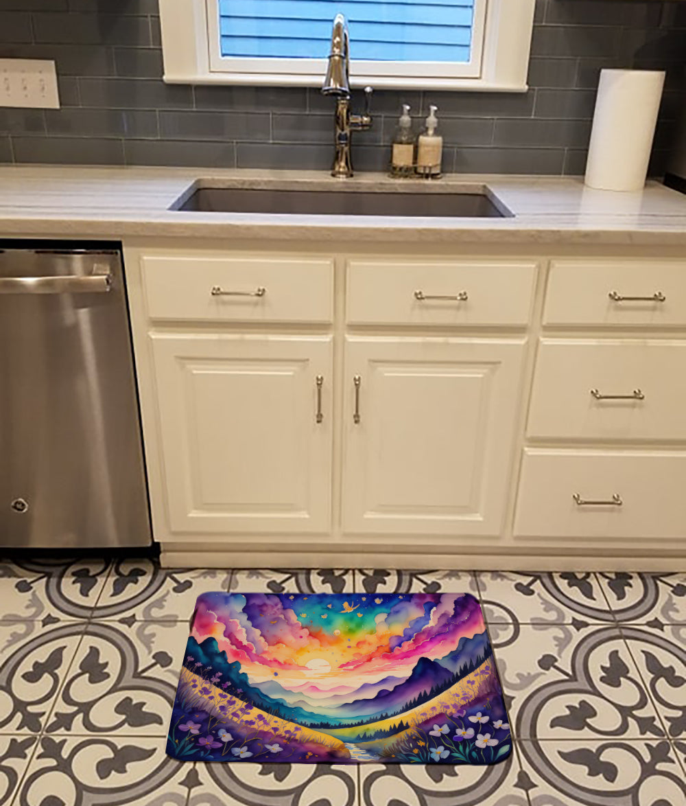 Violets in Color Memory Foam Kitchen Mat Machine Washable Anti-Fatigue Cushion Comfort Bath or Kitchen Rug