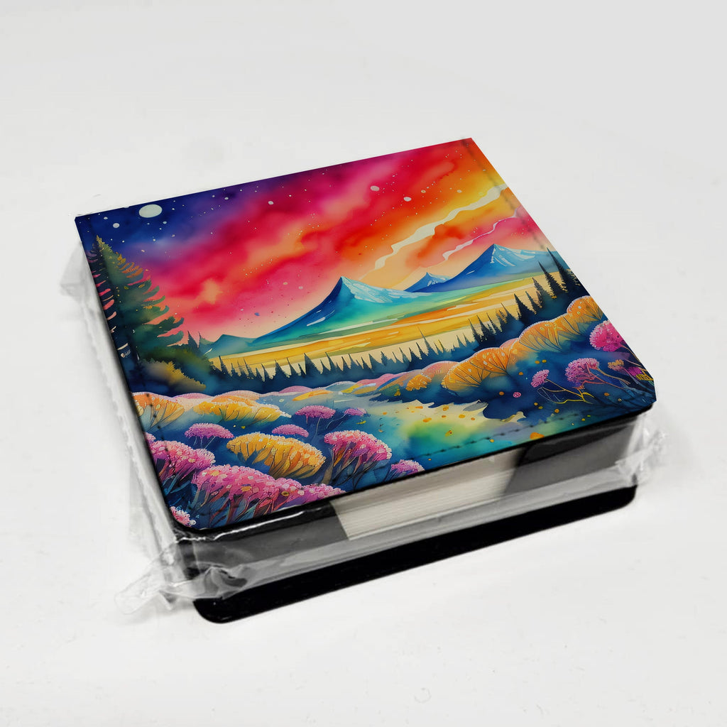Yarrow in Color PU Leather Note Paper Holder with Artist-Designed Cover, Desk Accessory, Office Gift