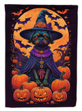 Affenpinscher Witchy Halloween House Flag 28x40 Porch Sleeve Pole Decorative Outside Yard Banner Artwork Wall Hanging, Polyester