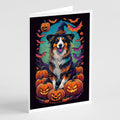 Australian Shepherd Witchy Halloween Greeting Cards Pack of 8 Blank Cards with Envelopes Whimsical A7 Size 5x7