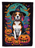 Beagle Witchy Halloween House Flag 28x40 Porch Sleeve Pole Decorative Outside Yard Banner Artwork Wall Hanging, Polyester