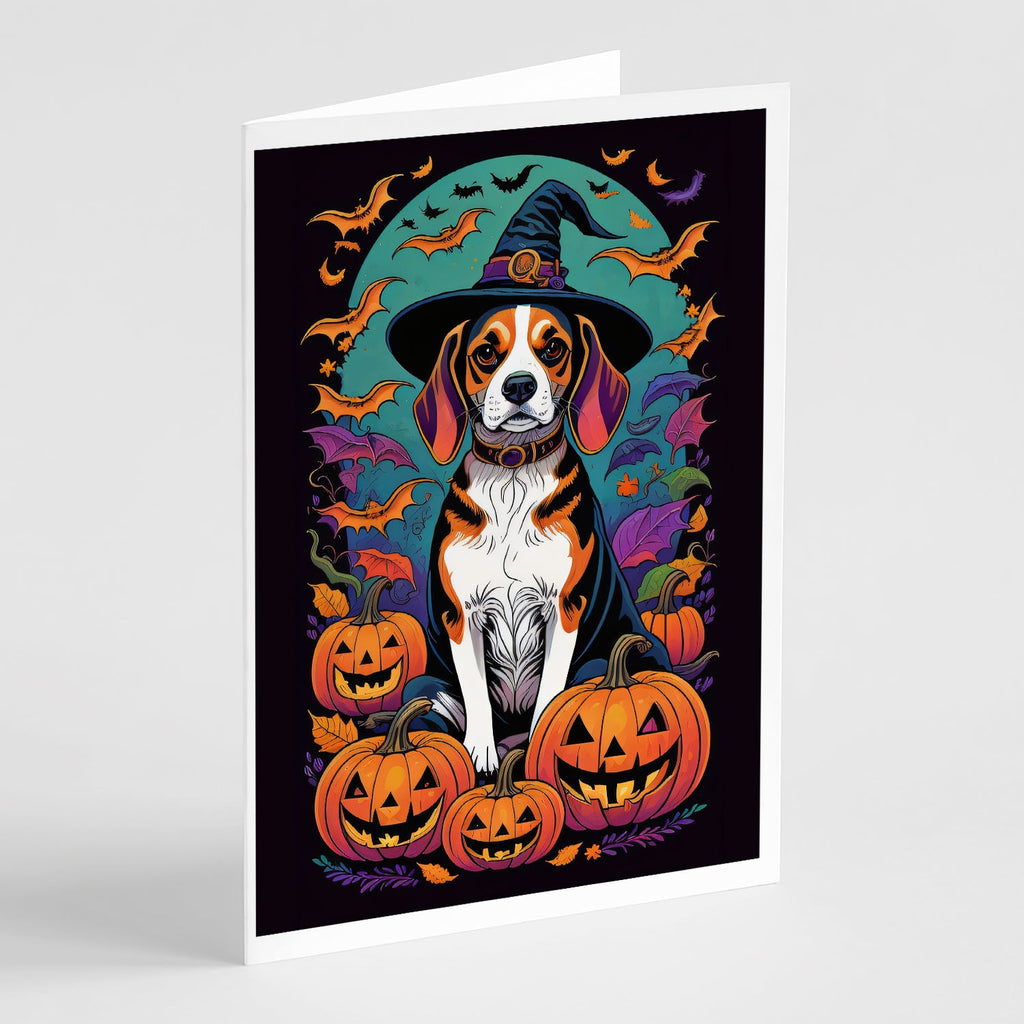 Beagle Witchy Halloween Greeting Cards Pack of 8 Blank Cards with Envelopes Whimsical A7 Size 5x7