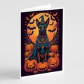 Belgian Malinois Witchy Halloween Greeting Cards Pack of 8 Blank Cards with Envelopes Whimsical A7 Size 5x7