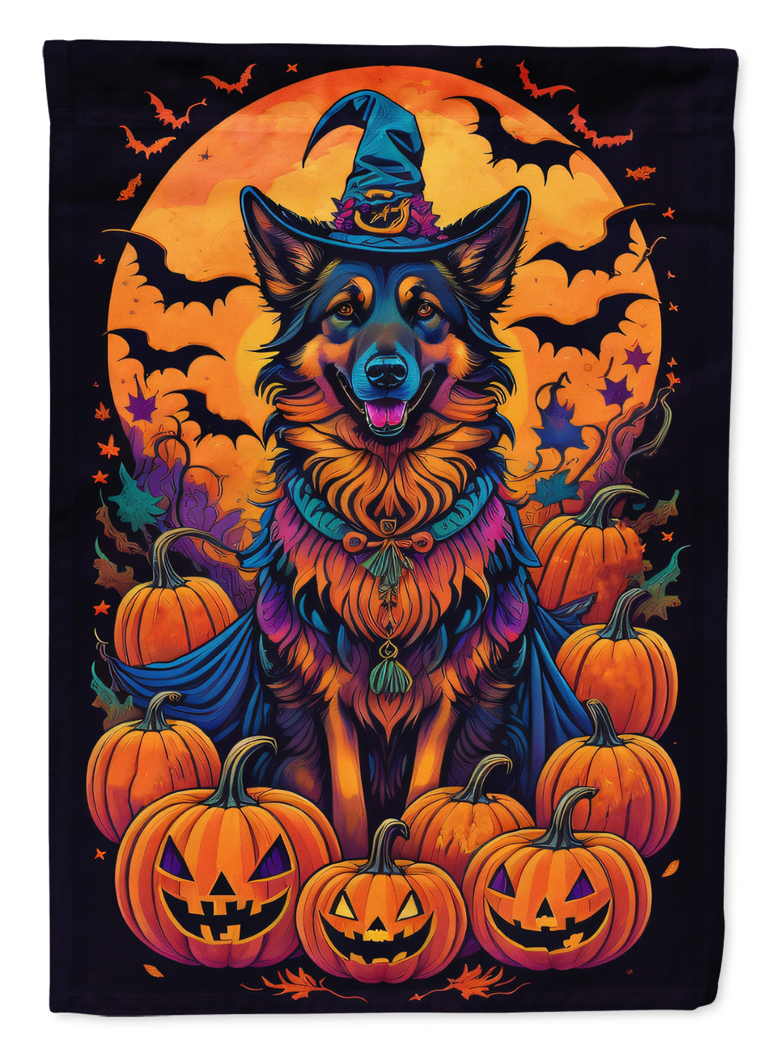 Belgian Tervuren Witchy Halloween House Flag 28x40 Porch Sleeve Pole Decorative Outside Yard Banner Artwork Wall Hanging, Polyester