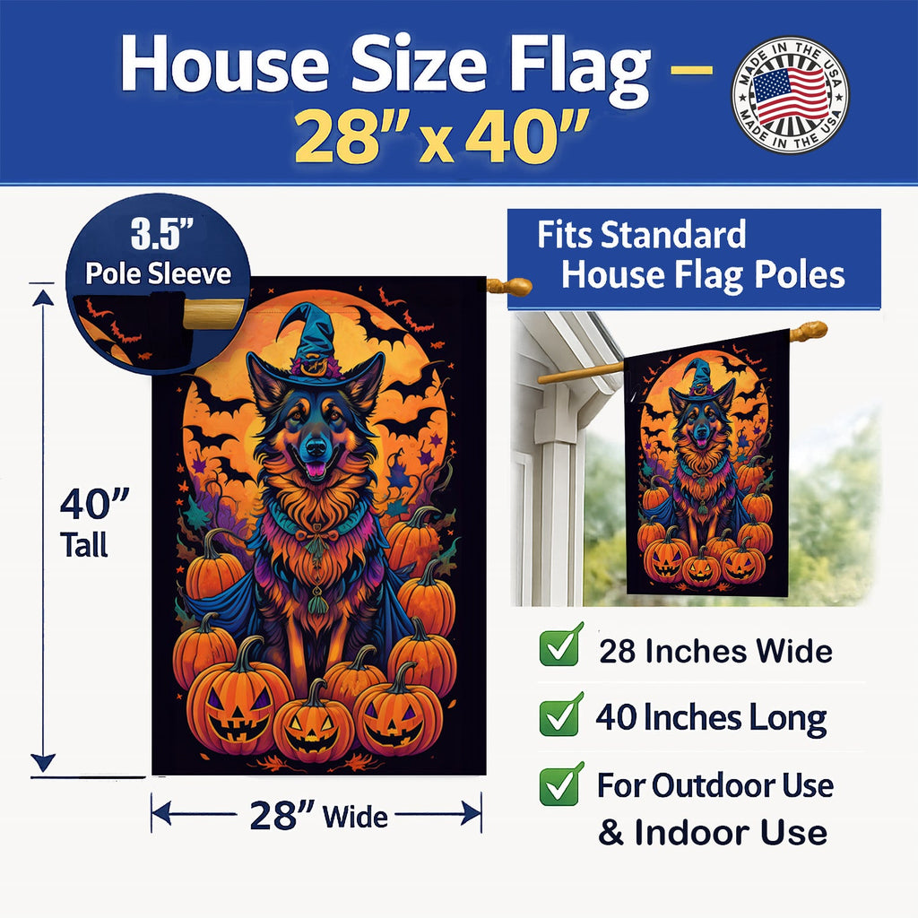 Belgian Tervuren Witchy Halloween House Flag 28x40 Porch Sleeve Pole Decorative Outside Yard Banner Artwork Wall Hanging, Polyester