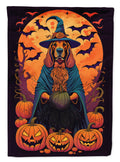 Bloodhound Witchy Halloween House Flag 28x40 Porch Sleeve Pole Decorative Outside Yard Banner Artwork Wall Hanging, Polyester
