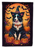 Border Collie Witchy Halloween House Flag 28x40 Porch Sleeve Pole Decorative Outside Yard Banner Artwork Wall Hanging, Polyester