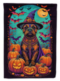 Border Terrier Witchy Halloween House Flag 28x40 Porch Sleeve Pole Decorative Outside Yard Banner Artwork Wall Hanging, Polyester