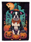 Boston Terrier Witchy Halloween House Flag 28x40 Porch Sleeve Pole Decorative Outside Yard Banner Artwork Wall Hanging, Polyester