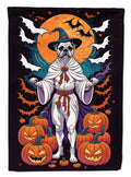 White Boxer Witchy Halloween House Flag 28x40 Porch Sleeve Pole Decorative Outside Yard Banner Artwork Wall Hanging, Polyester