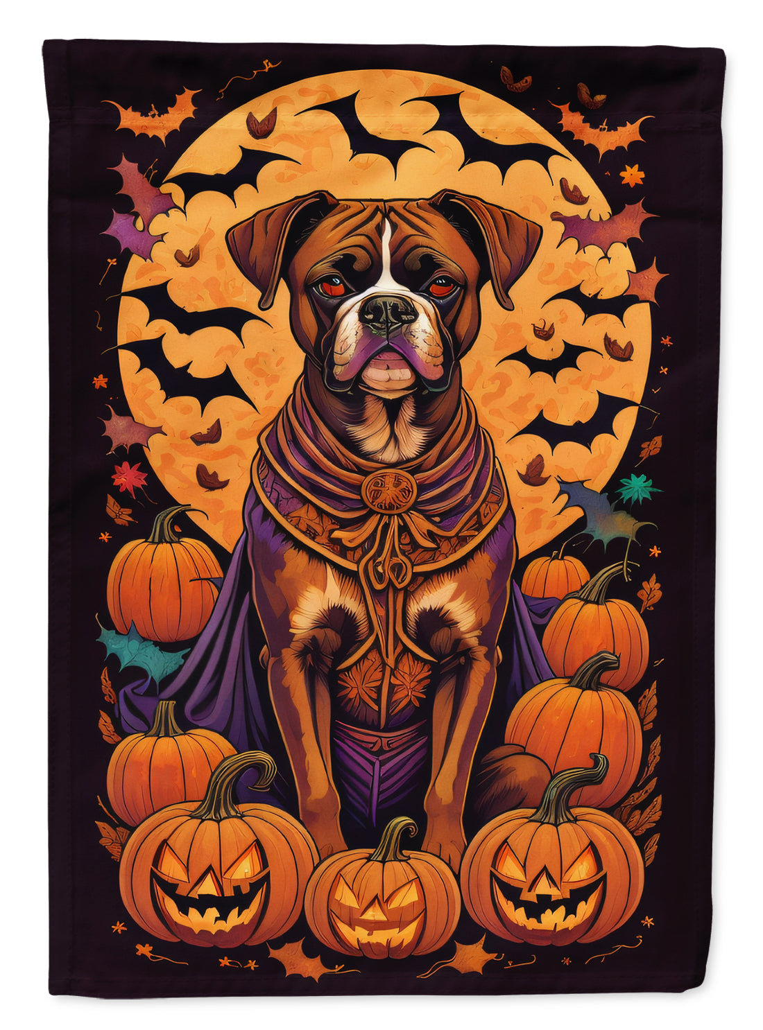 Boxer Witchy Halloween House Flag 28x40 Porch Sleeve Pole Decorative Outside Yard Banner Artwork Wall Hanging, Polyester
