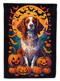 Brittany Spaniel Witchy Halloween House Flag 28x40 Porch Sleeve Pole Decorative Outside Yard Banner Artwork Wall Hanging, Polyester