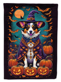 Corgi Witchy Halloween House Flag 28x40 Porch Sleeve Pole Decorative Outside Yard Banner Artwork Wall Hanging, Polyester