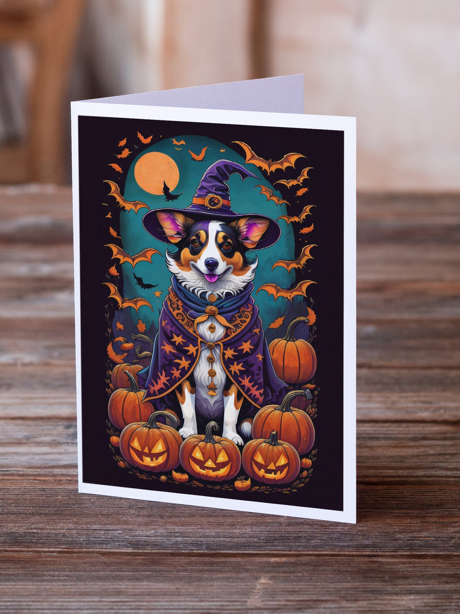 Corgi Witchy Halloween Greeting Cards Pack of 8 Blank Cards with Envelopes Whimsical A7 Size 5x7