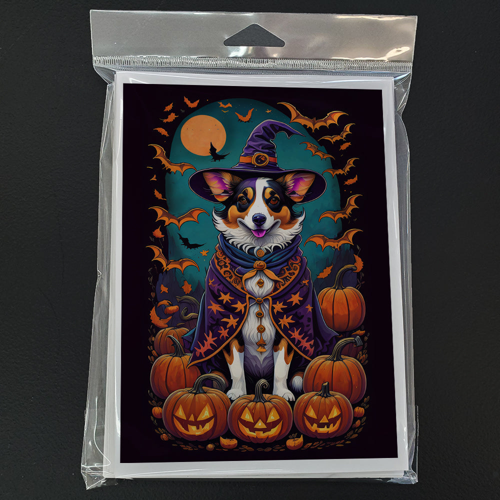 Corgi Witchy Halloween Greeting Cards Pack of 8 Blank Cards with Envelopes Whimsical A7 Size 5x7