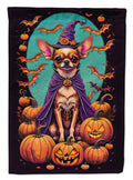 Chihuahua Witchy Halloween House Flag 28x40 Porch Sleeve Pole Decorative Outside Yard Banner Artwork Wall Hanging, Polyester