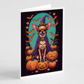 Chihuahua Witchy Halloween Greeting Cards Pack of 8 Blank Cards with Envelopes Whimsical A7 Size 5x7