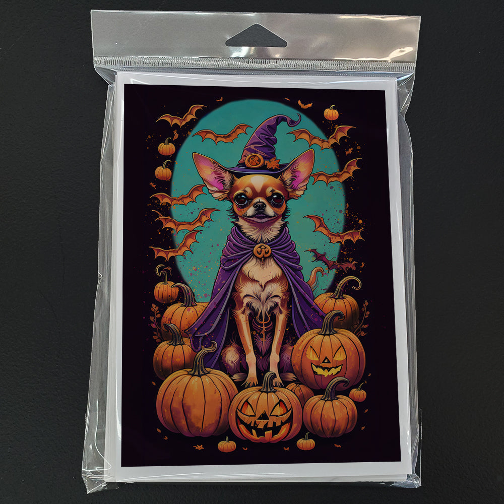 Chihuahua Witchy Halloween Greeting Cards Pack of 8 Blank Cards with Envelopes Whimsical A7 Size 5x7