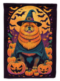 Chow Chow Witchy Halloween House Flag 28x40 Porch Sleeve Pole Decorative Outside Yard Banner Artwork Wall Hanging, Polyester