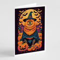 Chow Chow Witchy Halloween Greeting Cards Pack of 8 Blank Cards with Envelopes Whimsical A7 Size 5x7