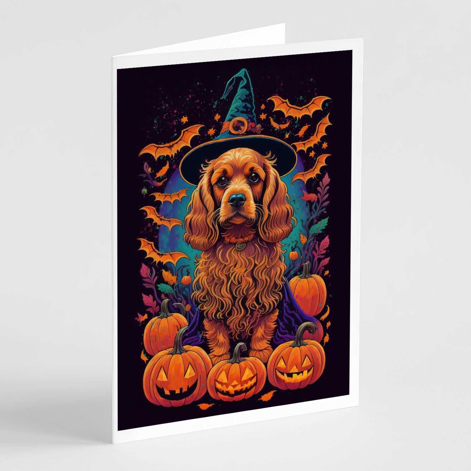 Cocker Spaniel Witchy Halloween Greeting Cards Pack of 8 Blank Cards with Envelopes Whimsical A7 Size 5x7