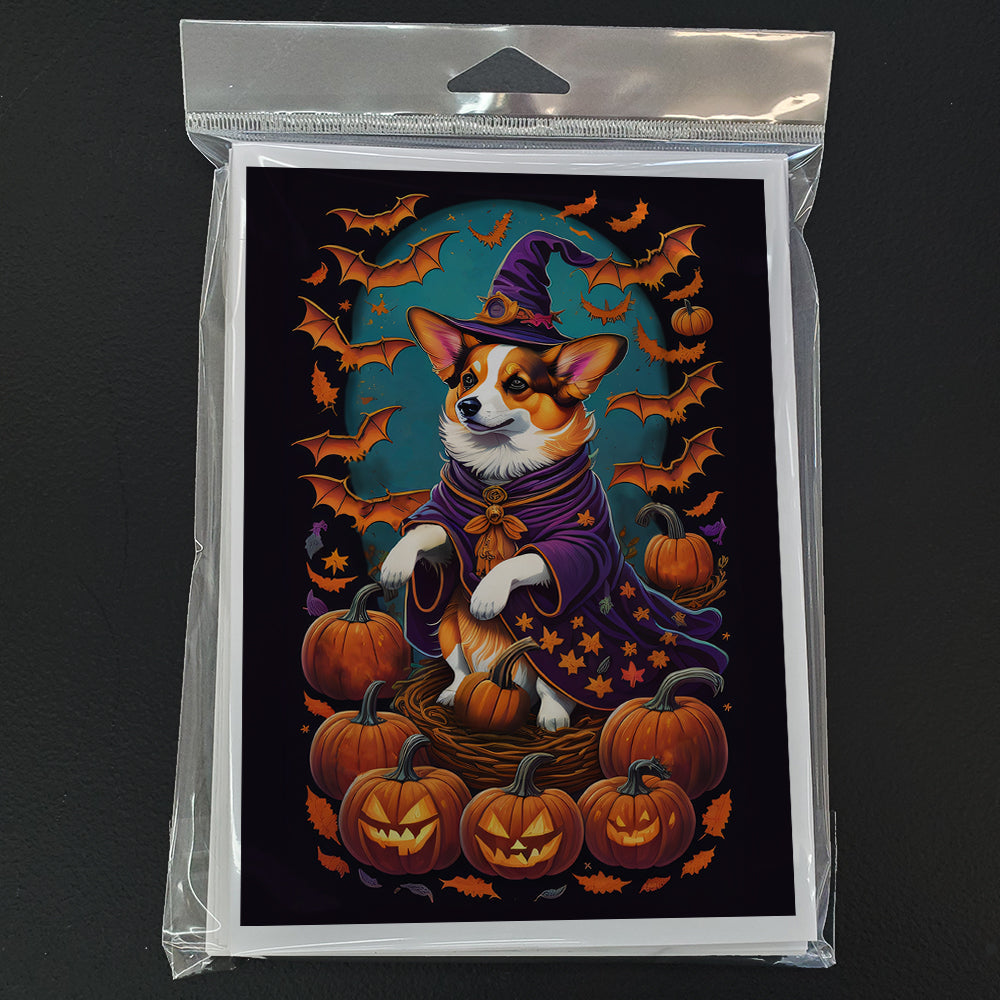 Corgi Witchy Halloween Greeting Cards Pack of 8 Blank Cards with Envelopes Whimsical A7 Size 5x7