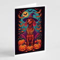 Dachshund Witchy Halloween Greeting Cards Pack of 8 Blank Cards with Envelopes Whimsical A7 Size 5x7