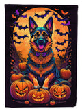 German Shepherd Witchy Halloween House Flag 28x40 Porch Sleeve Pole Decorative Outside Yard Banner Artwork Wall Hanging, Polyester