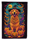 Golden Retriever Witchy Halloween House Flag 28x40 Porch Sleeve Pole Decorative Outside Yard Banner Artwork Wall Hanging, Polyester