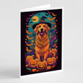 Golden Retriever Witchy Halloween Greeting Cards Pack of 8 Blank Cards with Envelopes Whimsical A7 Size 5x7