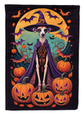 Italian Greyhound Witchy Halloween House Flag 28x40 Porch Sleeve Pole Decorative Outside Yard Banner Artwork Wall Hanging, Polyester
