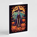 Italian Greyhound Witchy Halloween Greeting Cards Pack of 8 Blank Cards with Envelopes Whimsical A7 Size 5x7