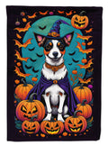 Jack Russell Terrier Witchy Halloween House Flag 28x40 Porch Sleeve Pole Decorative Outside Yard Banner Artwork Wall Hanging, Polyester