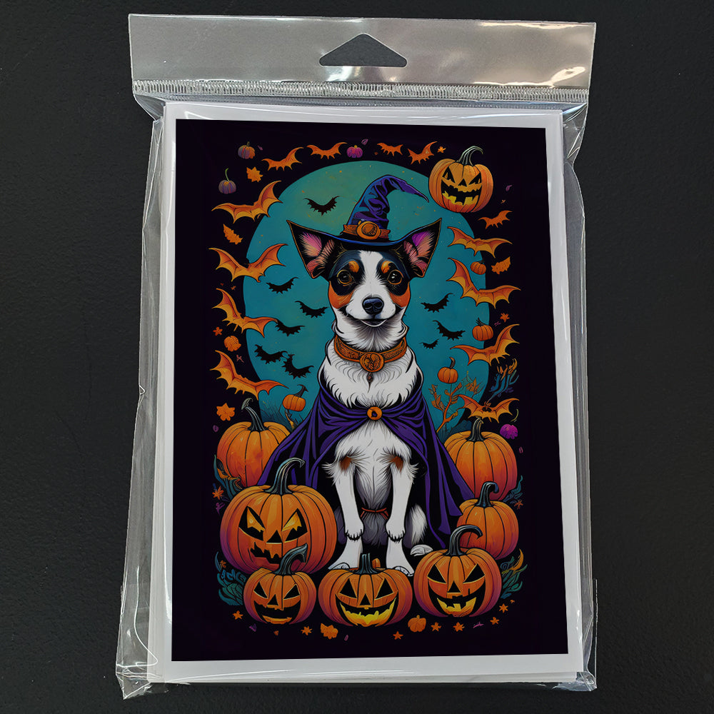 Jack Russell Terrier Witchy Halloween Greeting Cards Pack of 8 Blank Cards with Envelopes Whimsical A7 Size 5x7