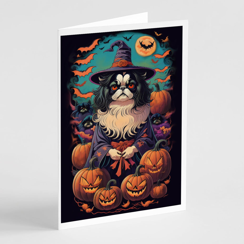 Japanese Chin Witchy Halloween Greeting Cards Pack of 8 Blank Cards with Envelopes Whimsical A7 Size 5x7