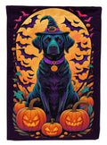 Black Labrador Retriever Witchy Halloween House Flag 28x40 Porch Sleeve Pole Decorative Outside Yard Banner Artwork Wall Hanging, Polyester