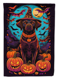 Chocolate Labrador Retriever Witchy Halloween House Flag 28x40 Porch Sleeve Pole Decorative Outside Yard Banner Artwork Wall Hanging, Polyester