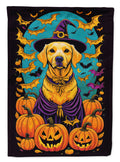Yellow Labrador Retriever Witchy Halloween House Flag 28x40 Porch Sleeve Pole Decorative Outside Yard Banner Artwork Wall Hanging, Polyester