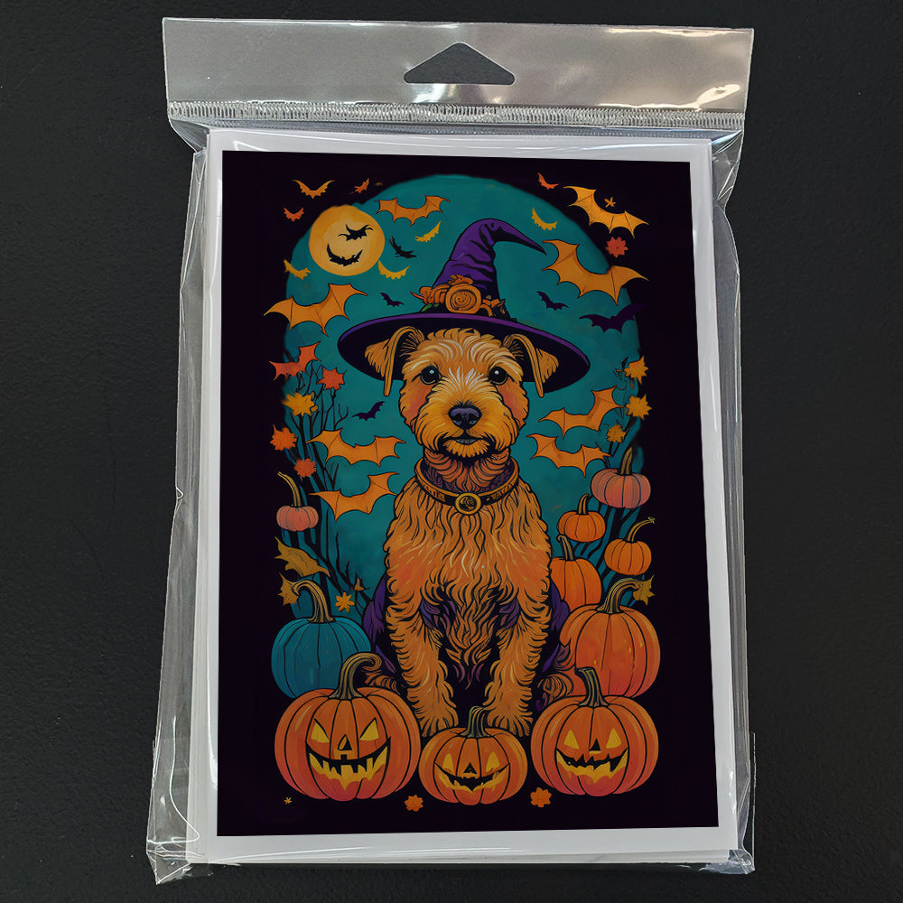Lakeland Terrier Witchy Halloween Greeting Cards Pack of 8 Blank Cards with Envelopes Whimsical A7 Size 5x7