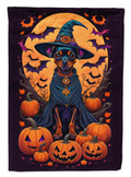 Miniature Pinscher Witchy Halloween House Flag 28x40 Porch Sleeve Pole Decorative Outside Yard Banner Artwork Wall Hanging, Polyester