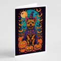 Norwich Terrier Witchy Halloween Greeting Cards Pack of 8 Blank Cards with Envelopes Whimsical A7 Size 5x7