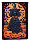 Black Standard Poodle Witchy Halloween House Flag 28x40 Porch Sleeve Pole Decorative Outside Yard Banner Artwork Wall Hanging, Polyester