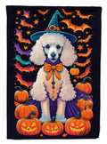 White Standard Poodle Witchy Halloween House Flag 28x40 Porch Sleeve Pole Decorative Outside Yard Banner Artwork Wall Hanging, Polyester