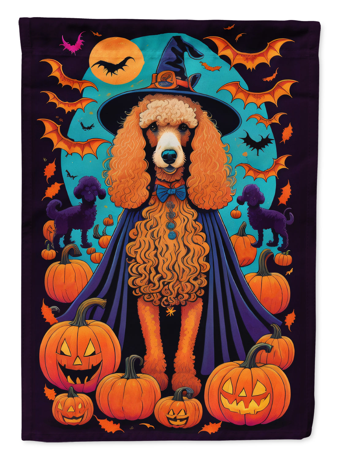 Apricot Standard Poodle Witchy Halloween House Flag 28x40 Porch Sleeve Pole Decorative Outside Yard Banner Artwork Wall Hanging, Polyester