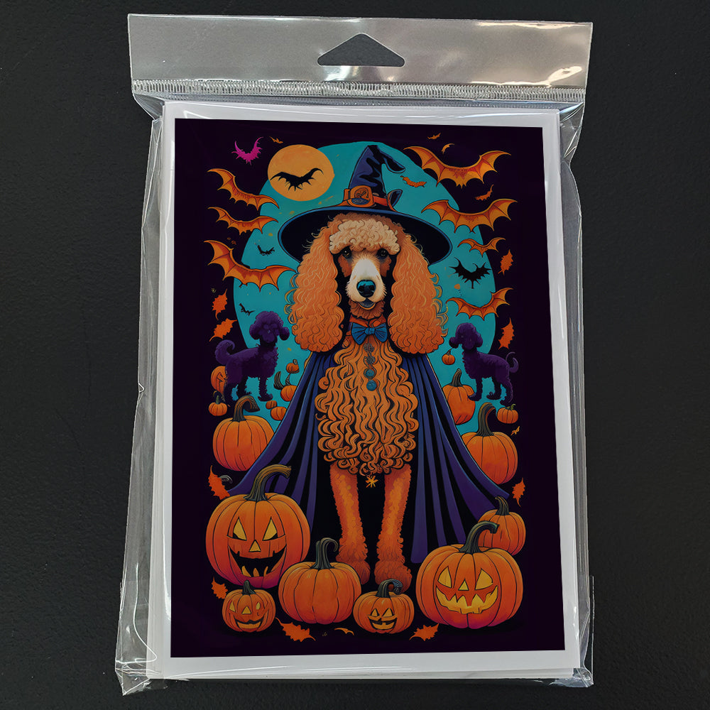 Apricot Standard Poodle Witchy Halloween Greeting Cards Pack of 8 Blank Cards with Envelopes Whimsical A7 Size 5x7