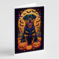 Rottweiler Witchy Halloween Greeting Cards Pack of 8 Blank Cards with Envelopes Whimsical A7 Size 5x7
