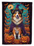 Sheltie Witchy Halloween House Flag 28x40 Porch Sleeve Pole Decorative Outside Yard Banner Artwork Wall Hanging, Polyester