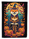 Shiba Inu Witchy Halloween House Flag 28x40 Porch Sleeve Pole Decorative Outside Yard Banner Artwork Wall Hanging, Polyester