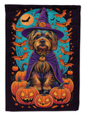 Silky Terrier Witchy Halloween House Flag 28x40 Porch Sleeve Pole Decorative Outside Yard Banner Artwork Wall Hanging, Polyester