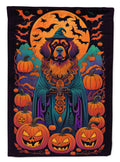 Tibetan Mastiff Witchy Halloween House Flag 28x40 Porch Sleeve Pole Decorative Outside Yard Banner Artwork Wall Hanging, Polyester